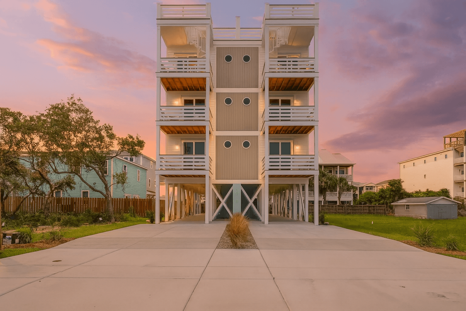 Exterior real estate photo after Turtl day-to-dusk twilight editing
